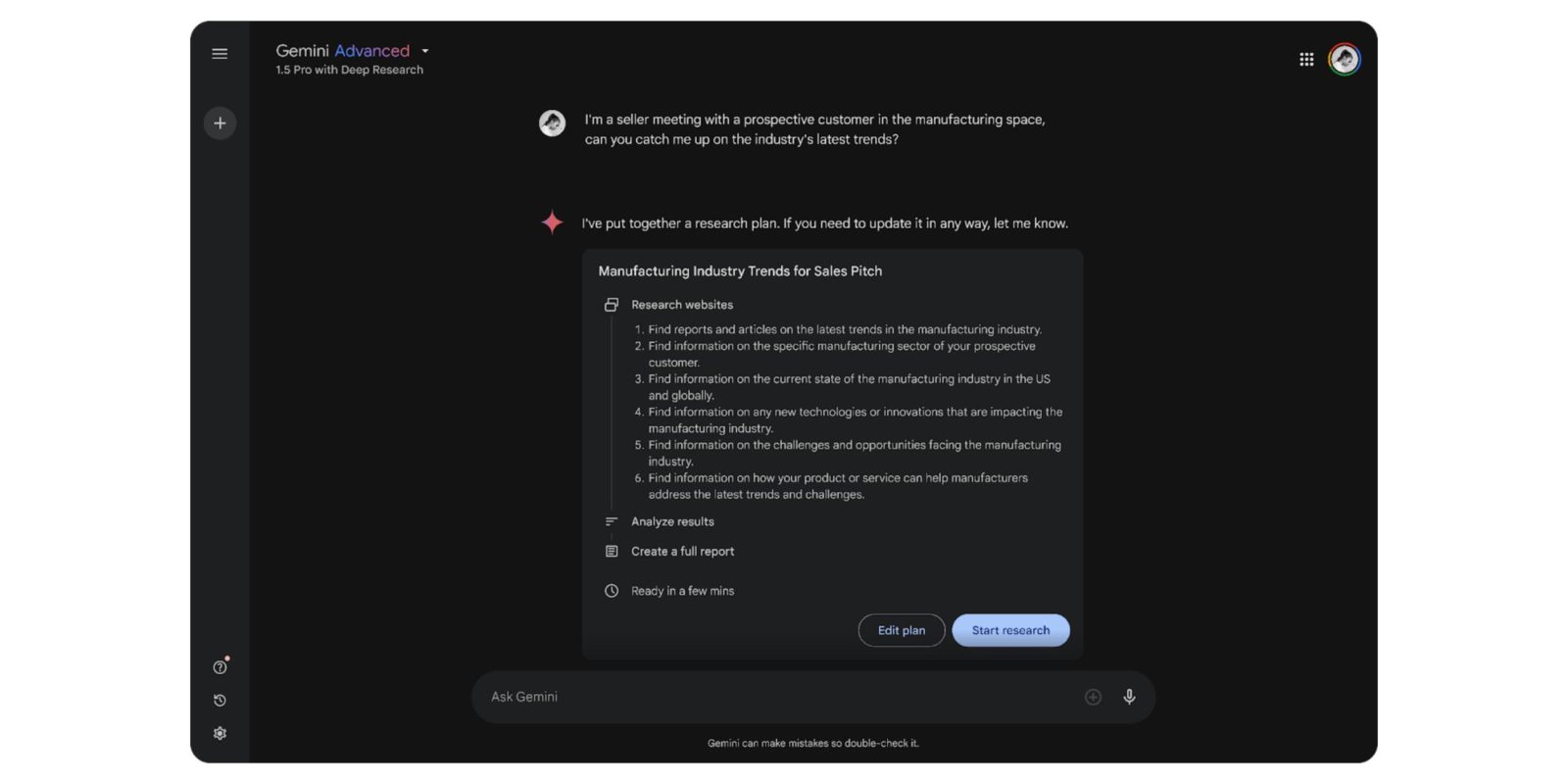 Gemini Workspace Deep Research